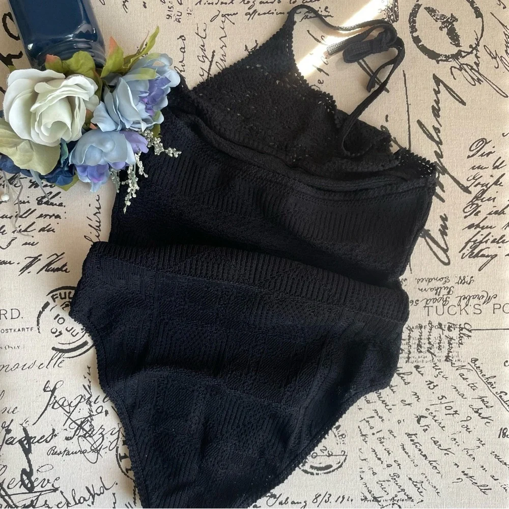 NWT Maje Monbo Crochet Swimsuit Bodysuit Top